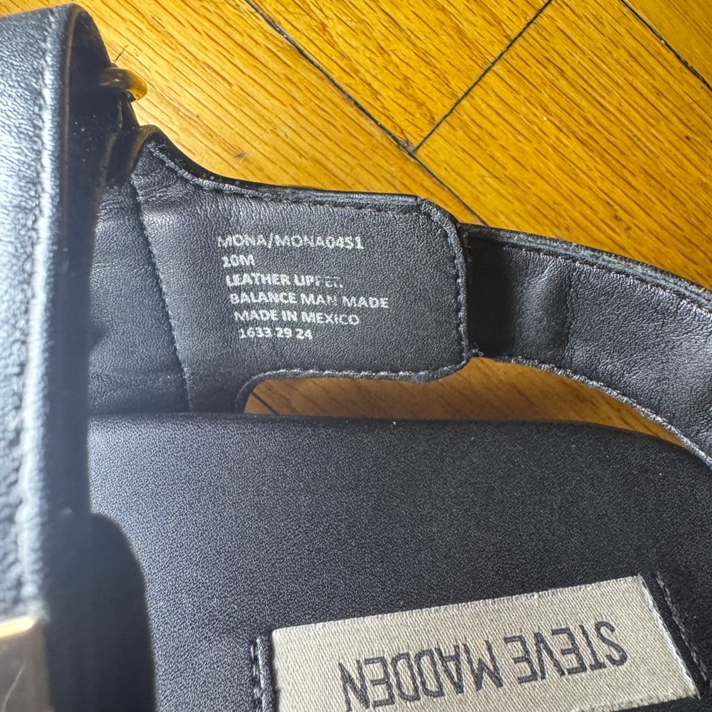 Steve Madden Black Leather Sandals - Picture 3 of 5